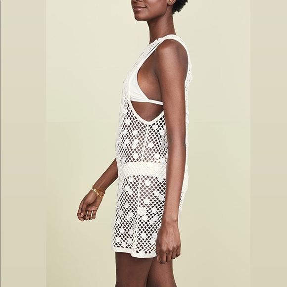 Caroline Constas White Sleeveless Crochet Coverup Sz Small - Picture 3 of 16